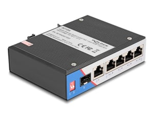 DeLOCK 80164 Gigabit Ethernet (10/100/1000) Network Switch, PoE Support, DIN Rail Mount, Black
