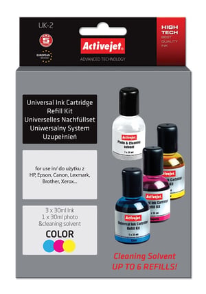Activejet Zestaw tuszy UK-2 (3 x 30 ml; kolor)
