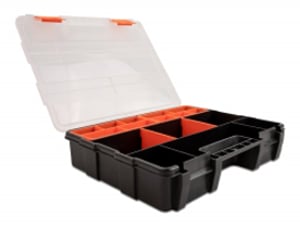 DeLOCK Skrzynka z organizerem z 21 komorami, 290 x 220 x 60 mm, pomarańczowo-czarna