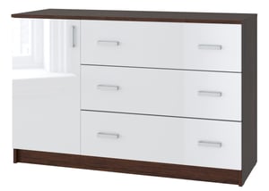 Tuckano Komoda 3S1D BASIC 120x77x44cm wenge/biały połysk
