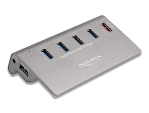 DeLOCK Hub USB 10 Gbps, 4 gniazda USB Typu-A + 1 gniazdo szybkiego ładowania z zasilaniem