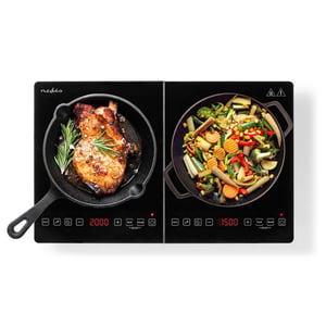 Nedis KAIP124CBK2 Cooktop, Black, 56 cm, 2-zone induction cooktop