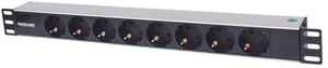 Intellinet 714037 Stromverteilereinheit (PDU) mit 8 Netzwerkanschlüssen, 1U, Aluminium, Schwarz
