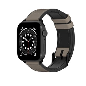 Switcheasy Hybrid Strap for Apple Watch 42/44/45mm, Gray, Leather, Silicone, Stainless Steel