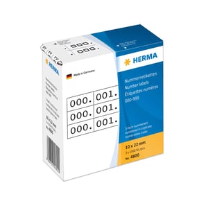 HERMA 4800 Self-Adhesive Labels, Black and White, 3,000 pcs.