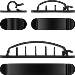 Goobay 70684 Cable Organizer for Desk/Wall, Cable Clips, Black, 6-pack