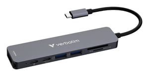 Verbatim 32158 USB 3.2 Gen 1 (3.1 Gen 1) Type-C-Hubs und -Konzentratoren, 5000 Mbit/s, grau