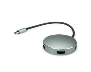 ROLINE 14.02.5036 USB 3.2 Gen 1 (3.1 Gen 1) Type-C-Hubs und -Switches, 5000 Mbit/s, Schwarz, Edelstahl