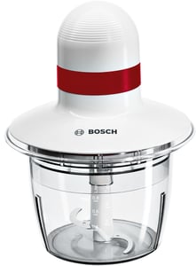 Bosch MMRP1000 elektrischer Gemüseschneider 0,8 l, 400 W, rot, transparent, weiß