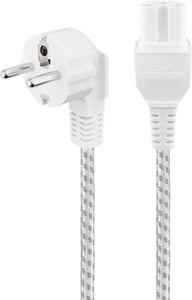 Goobay 93314 Power Cable, White, 2 m, F-type C15 Power Plug, Panel
