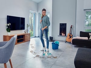 Leifheit 52106 mop Bawełna, Włókno Suchy i Mokry Niebieski, Biały