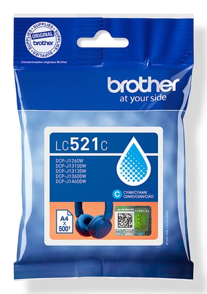 Brother LC521C ink cartridge, 1 pc. Genuine Cyan