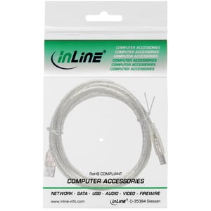 InLine 34505T kabel USB 0,5 m USB A USB B 0,48 Gbit/s Przezroczysty
