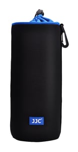 JJC NLP-28 Camera Lens Case / Pouch—Black, Blue Neoprene, Zippered Case