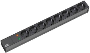 Bachmann 19'' 2 m 8x Schuko H05VV-F 3G 1,50 mm² förgreningsdon 8 x nätuttag Svart