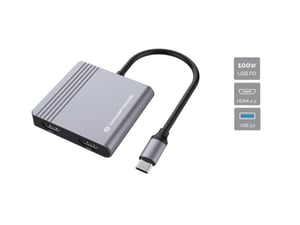 Conceptronic DONN13G Wired USB 3.2 Gen 1 (3.1 Gen 1) Type-C Docking Station, Gray