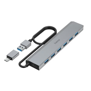 Hama 00200137 USB 3.2 Gen 1 (3.1 Gen 1) Hubs und Konzentratoren Typ A + Typ C 5000 Mbit/s Anthrazit