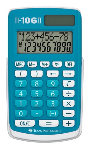 Texas Instruments TI-106 II Pocket Calculator Calculator Display Blue
