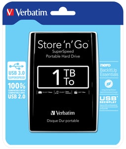 Verbatim Store 'n' Go 1 TB 5400 RPM 2.5" External Hard Drive, Black