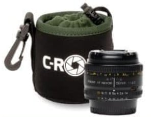 C-Rope CRP-LNB-XS-BLK-2 Camera Lens Case / Pouch Black, Green Fleece, Neoprene Zippered Case