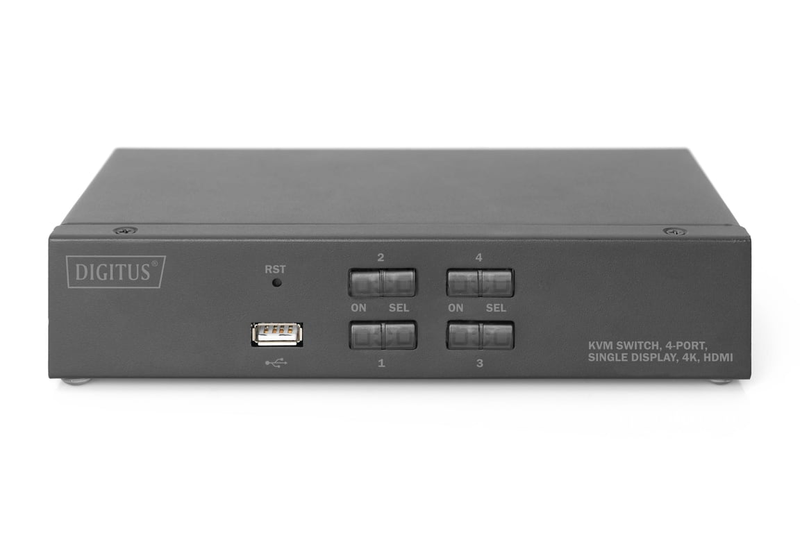 Digitus Przełącznik KVM, 4-portowy, pojedynczy wyświetlacz, 4K, HDMI®