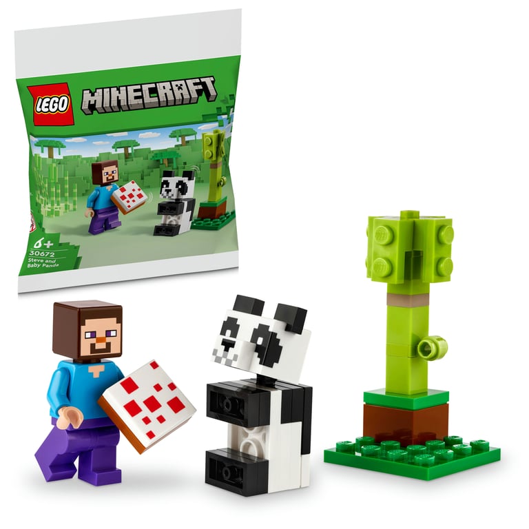 LEGO Minecraft Steve i mała panda