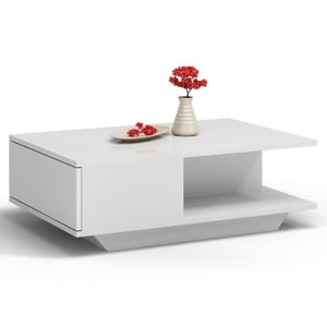 Topeshop DENVER WHITE P coffee table, free-form design, 1 leg
