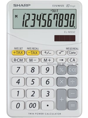 Sharp EL-M332 miniräknare, skrivbordsmodell, finansiell miniräknare, vit