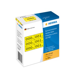 HERMA 4801 Self-Adhesive Labels, Black, Yellow, 3,000 pcs.