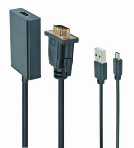 Gembird A-VGA-HDMI-01 kabeladapter 0,15 m HDMI typ A (standard) VGA (D-Sub) svart
