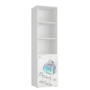 Tuckano Hyllan 55x201x55 BELLA vit/vit högblank/väska med tryck