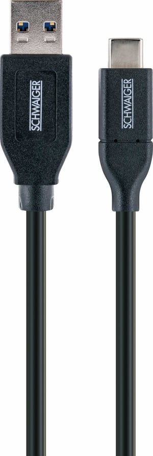 Schwaiger LK 050 C USB Cable, USB 3.2 Gen 2 (3.1 Gen 2), 0.5 m, USB-A to USB-C, Black