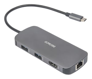 Deltaco USBC-HDMI26 USB Type-C Docking Station, Gray