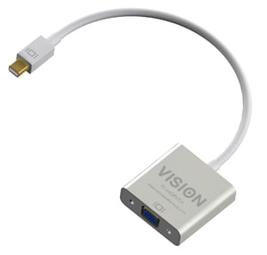 Vision TC-MDPVGA Cable Adapter, 0.220 m, Mini DisplayPort to VGA (D-Sub), White