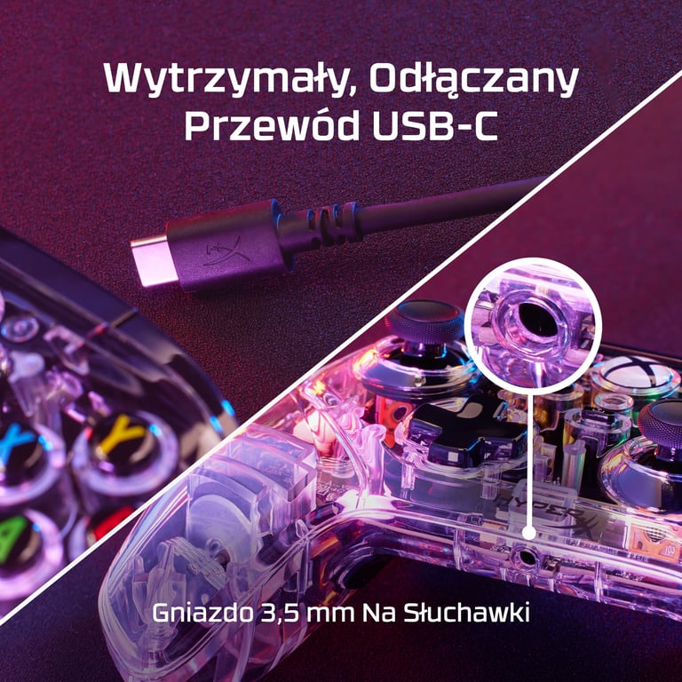 HyperX Clutch Gladiate – przewodowy kontroler do gier z podświetleniem RGB – Xbox
