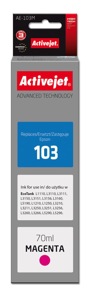 Activejet Tusz AE-103M (zamiennik Epson 103 C13T00S34A; Supreme; 70 ml; purpurowy)