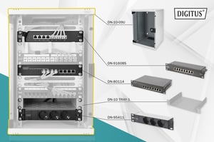 Digitus Hängande nätverksskåp 10" 9U rack 312x100, glasdörr, grå, odelad, ihopsatt, 30 kg