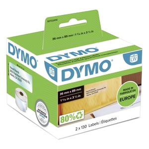 DYMO LW Original-Adressetiketten, groß | 36 mm x 89 mm | 12 Rollen mit je 130 leicht ablösbaren Etiketten (insgesamt 1560 Etiketten) | selbstklebend | für LabelWriter-Etikettendrucker