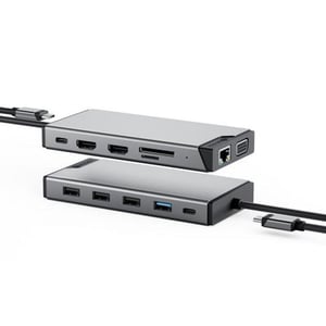 ALOGIC DUCDDV3V2 dockningsstation, kabelansluten USB 3.2 Gen 1 (3.1 Gen 1) Type-A + Type-C, grå