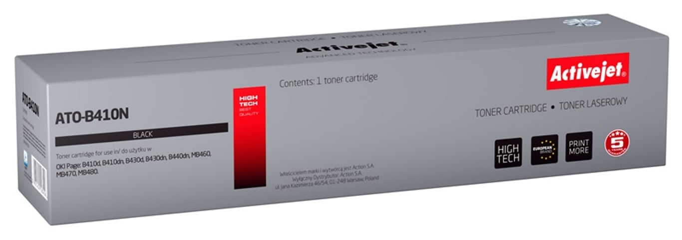 Activejet Toner ATO-B410N (zamiennik OKI 43979102; Supreme; 3500 stron; czarny)