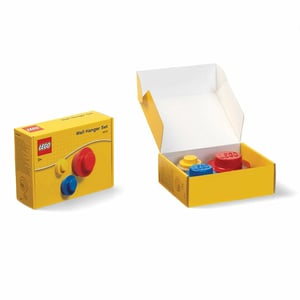 LEGO Wandhaken-Set, 3er-Set, Universalhaken für den Innenbereich, blau, rot, gelb, 3 Stück.