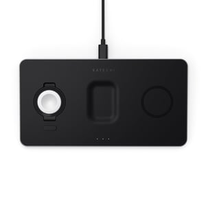 Satechi ST-X3TWCPM ładowarka do urządzeń przenośnych Słuchawki, Smartfon, Smartwatch Czarny Prąd przemienny Bezprzewodowe ładowanie Wewnętrzna