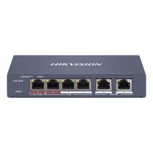 Hikvision DS-3E1106HP-EI Managed Fast-Ethernet-Netzwerk-Switch (10/100) mit PoE-Unterstützung, grau