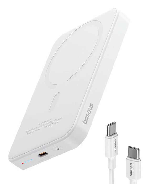фото Зовнішній акумулятор (павербанк) Baseus Magnetic Mini 5000mAh 20W White (P10022107223-00)