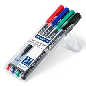 Staedtler Lumocolor 317 WP4 Permanent Marker: Black, Blue, Green, Red (4-pack)
