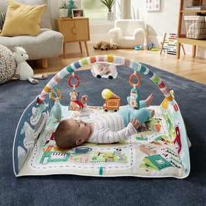 Fisher-Price GJD41 Play/Exercise Mat Fabric, Plastic Multicolored Baby Gym