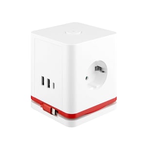 Olympia SW 1000 1.5 m Power Strip, 3 Outlets, Indoor, Red, White