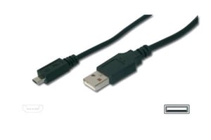 ASSMANN Electronic A/micro-B, 3 m USB-kabel USB 2.0 USB A Micro-USB B Svart