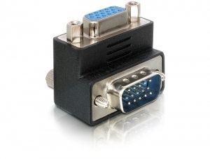 DeLOCK Adapter VGA Stecker/Buchse, rechtwinklig, VGA 15-polig, schwarz