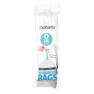 Brabantia 300349 30-liter trash bag, White, 20-pack